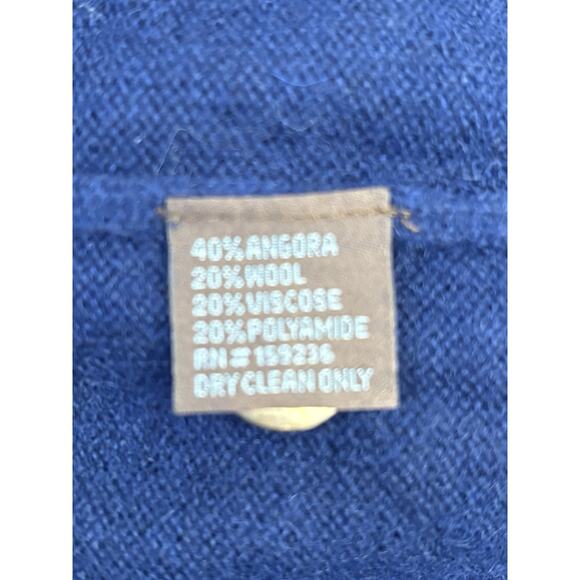 J McLaughlin Navy Blue Angora/Wool Blend Sweater Size Small Button Accents - Picture 5 of 5